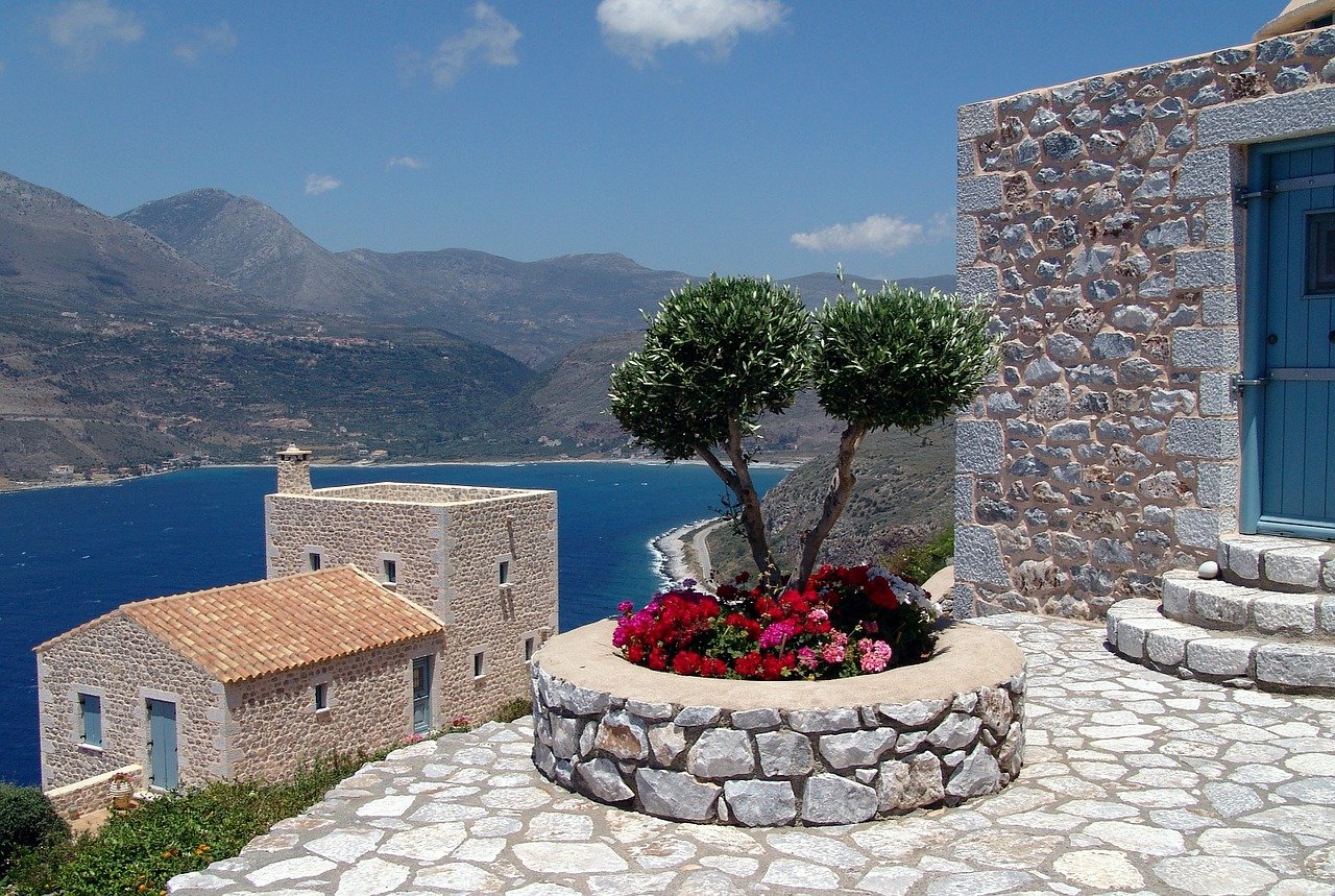 greece, houses, view